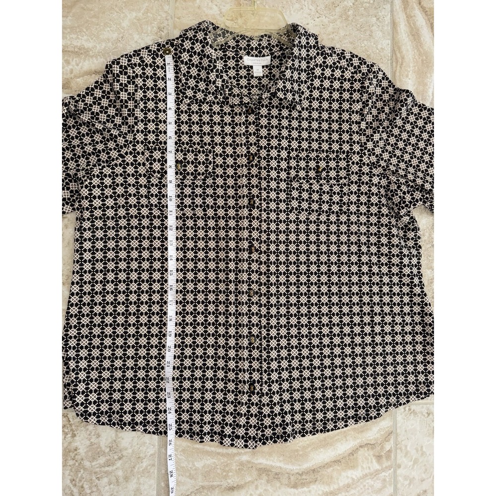 Charter‎ Club Womens Shirt Geometric Boho Collared Long Sleeve Size 3X - Picture 6 of 8